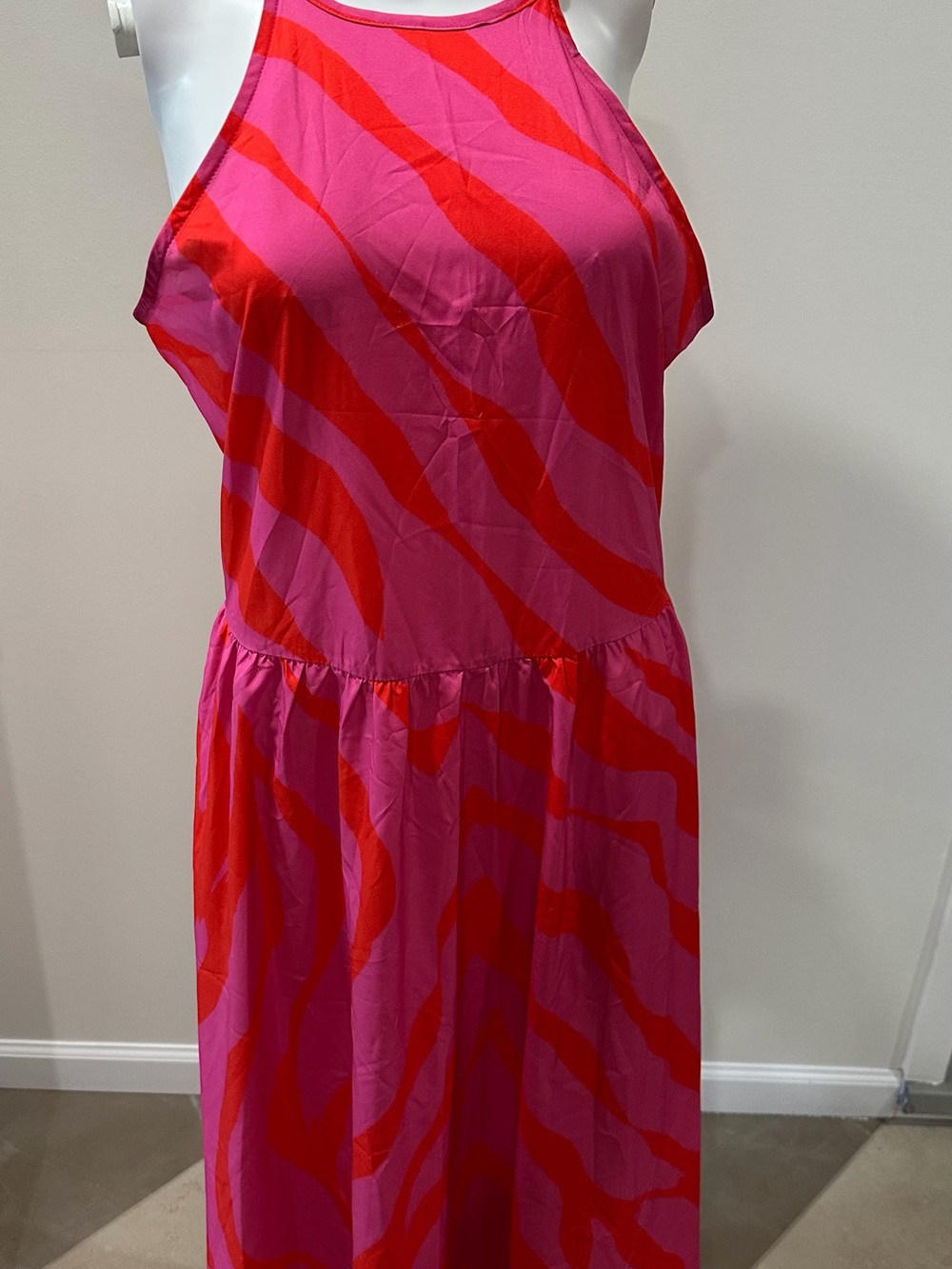 Women’s Pink & Red Halter Maxi Dress